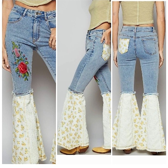 NWOT POL Embroidered Flare Jeans